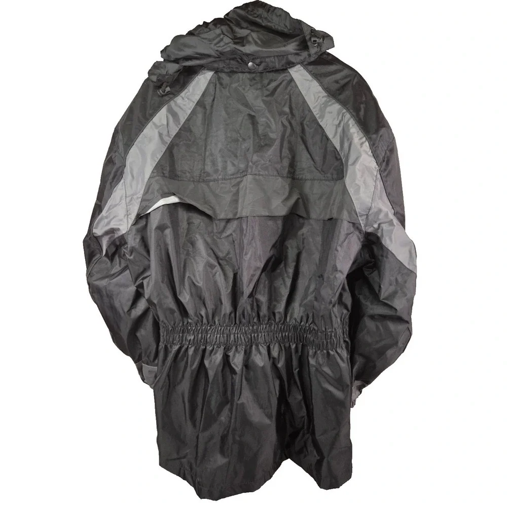 Xelement‎ Motorcycle Rain Jacket Mens XL Black Gray NWT Hooded Waterproof Gear